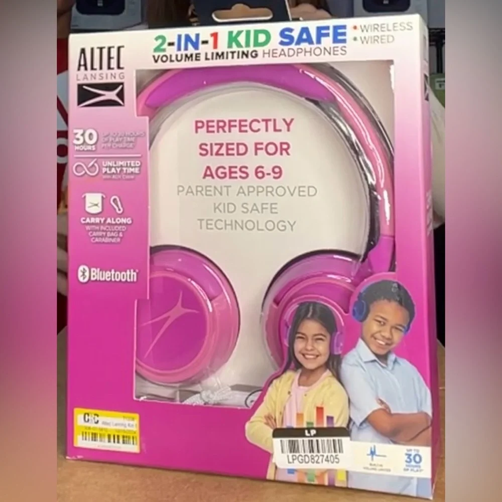 Altec Lansing KID SAFE 2-IN-1 Headphones--On-Ear-Bluetooth Wireless- Wireless